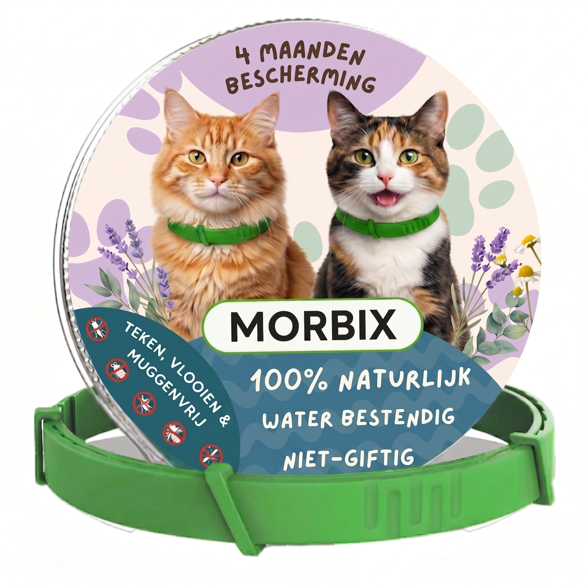Morbix™ - 12 Monate komplett natürliche Floh- und Zeckenhalsbänder für Katzen