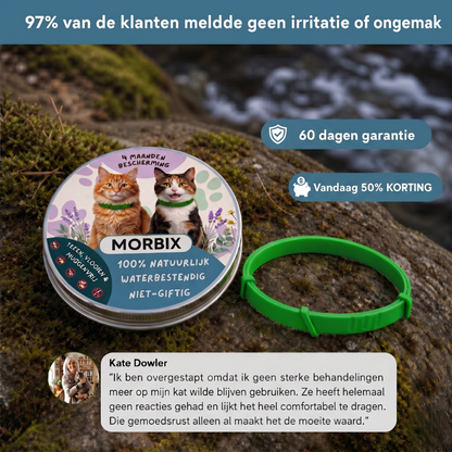 Morbix™ - 12 Monate komplett natürliche Floh- und Zeckenhalsbänder für Katzen